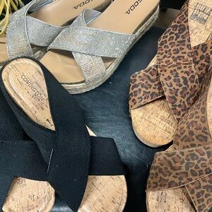 3 pairs of platform sandals like new size 9